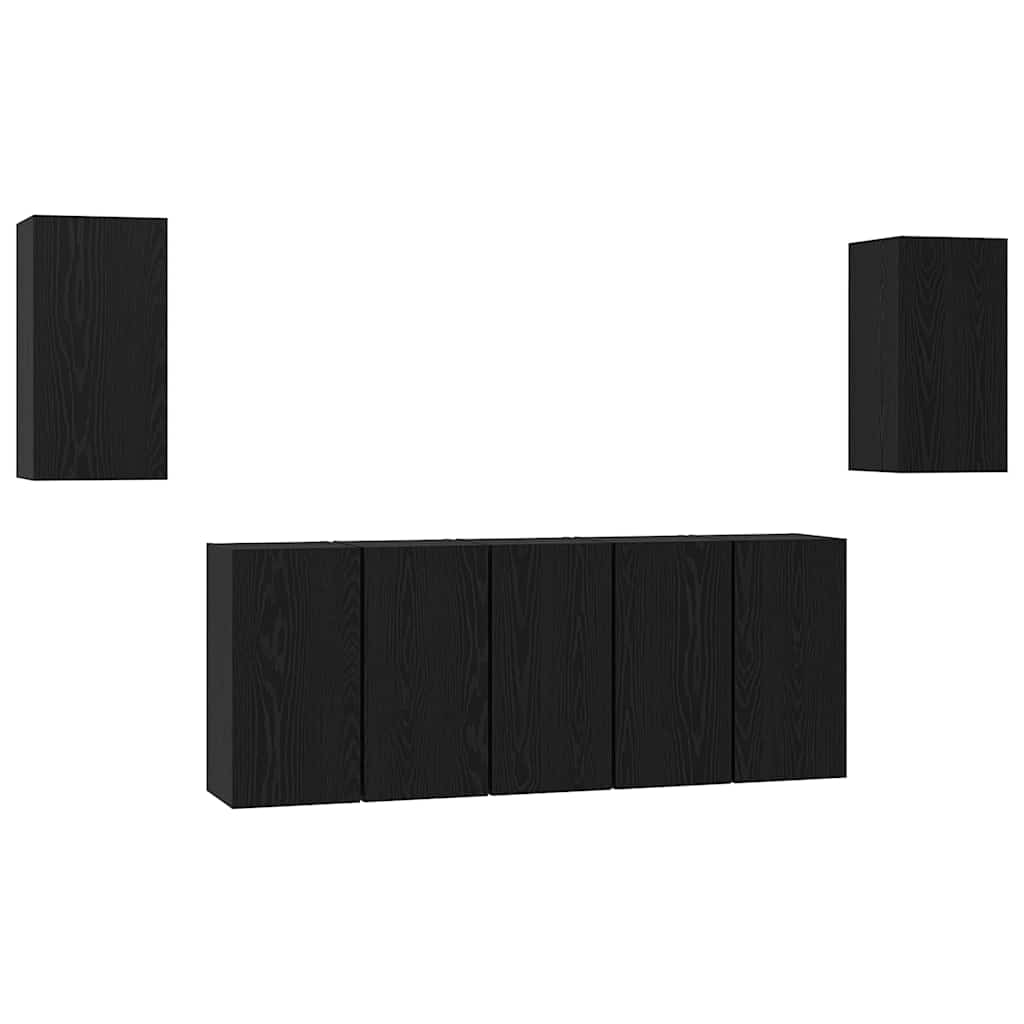 TV-møbelsæt 7 pcs Sort eg 30,5 x 30 x 60 cm Konstrueret træ