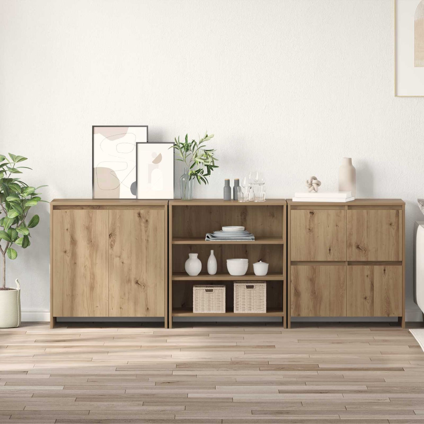 Sideboard 3 pcs Artisan Egetræ 70 x 41 x 75 cm Konstrueret træ