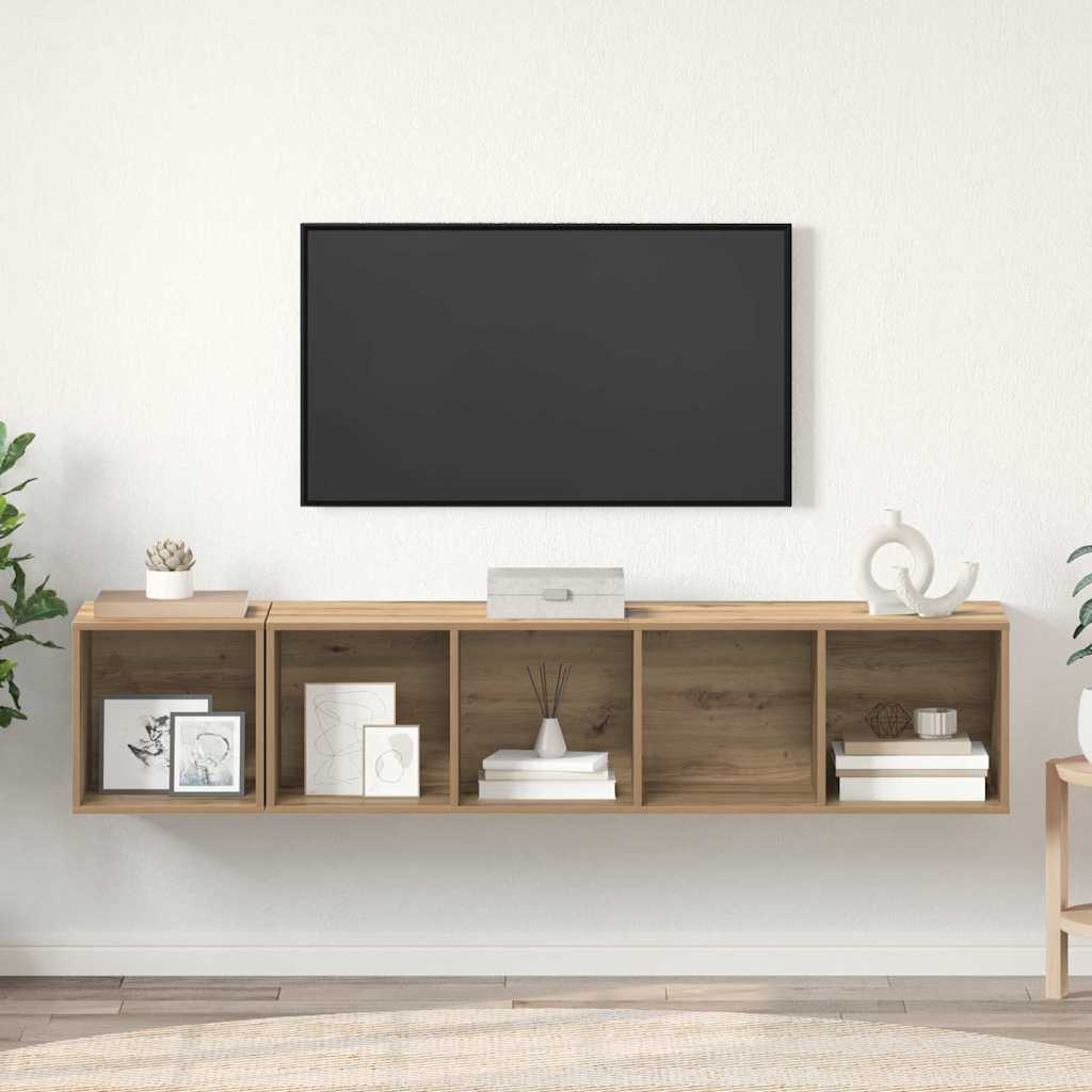 TV Skab Sæt 2 pcs Artisan Egetræ Konstrueret træ