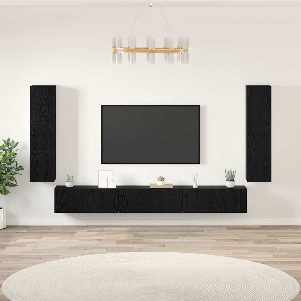 TV Enheder Vægmonteret 4 pcs Sort eg Konstrueret træ