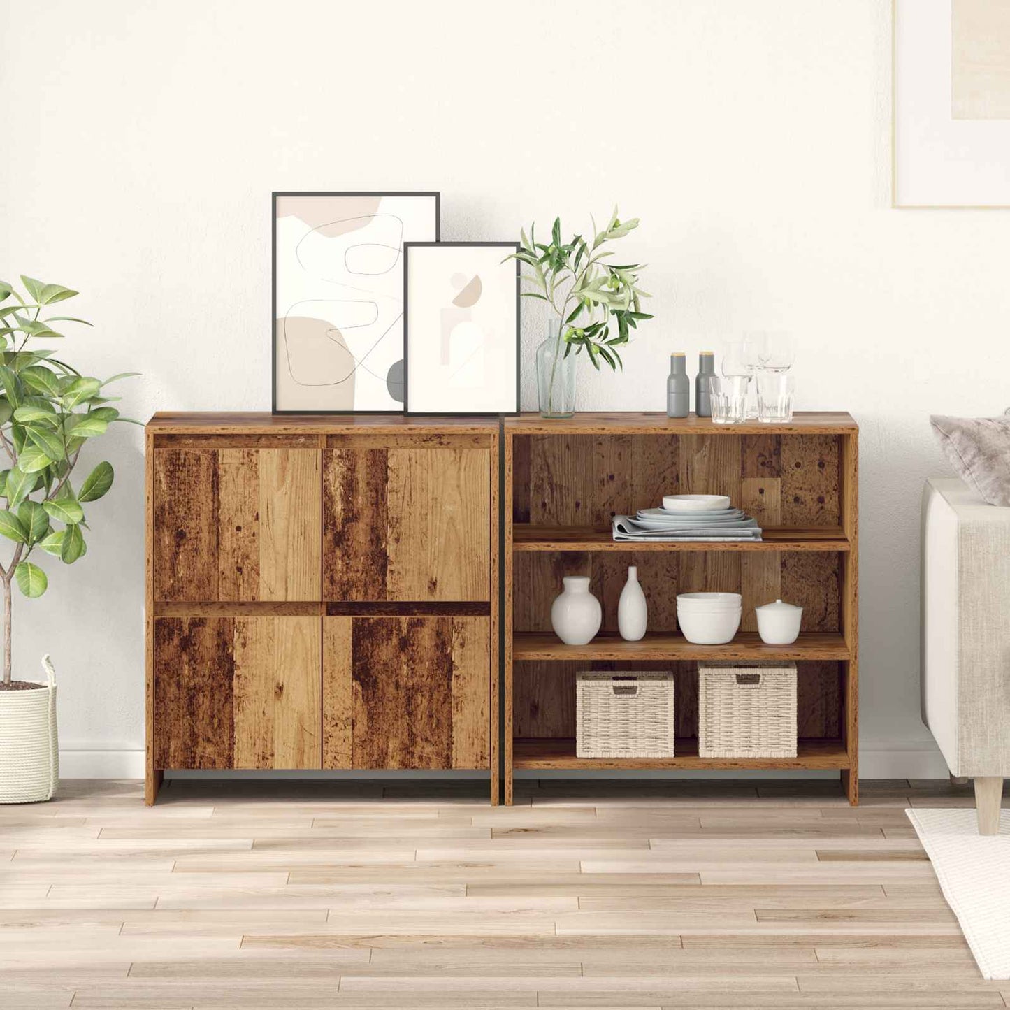 Sideboard 2 stk. Gammelt træ 70 x 41 x 75 cm Konstrueret træ