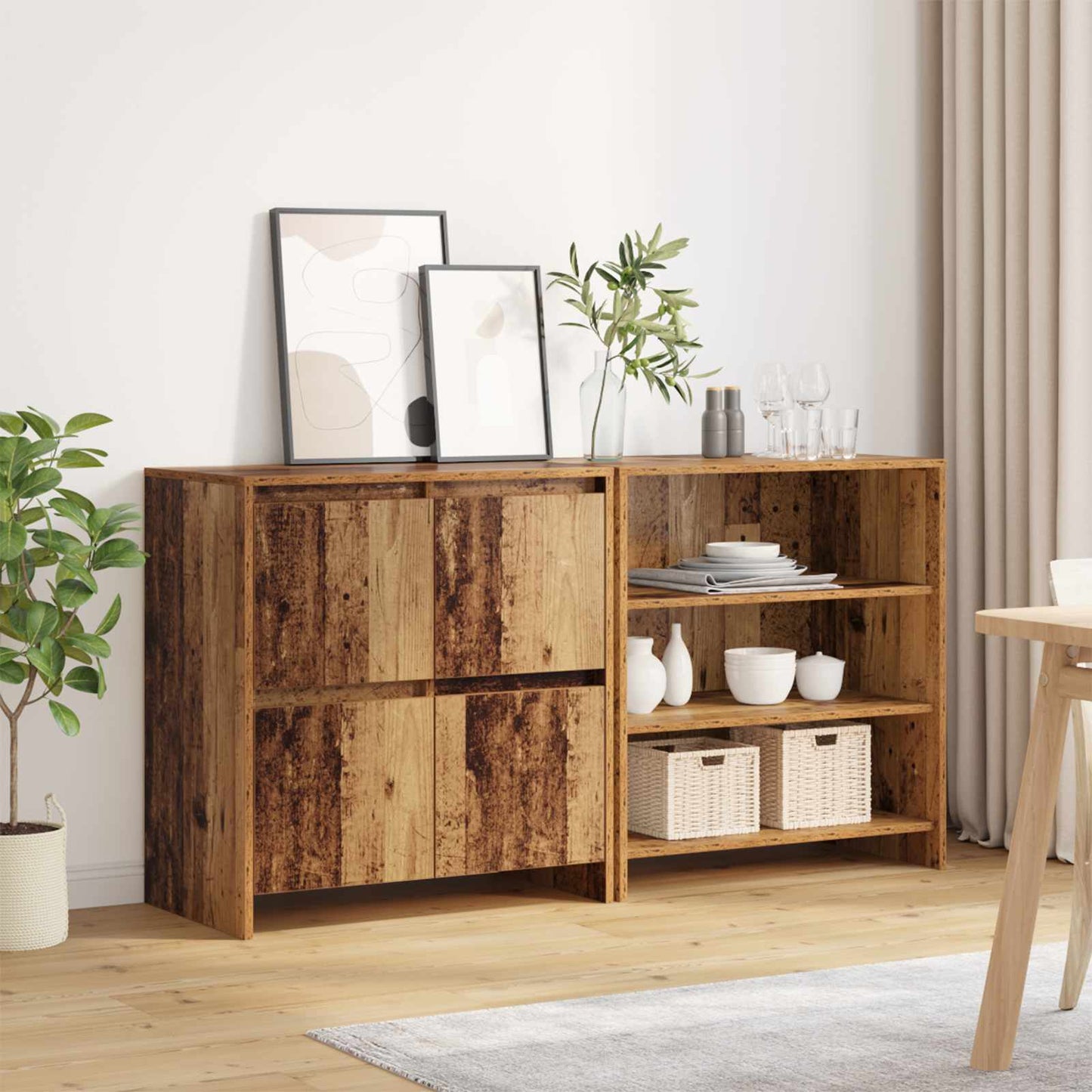 Sideboard 2 stk. Gammelt træ 70 x 41 x 75 cm Konstrueret træ