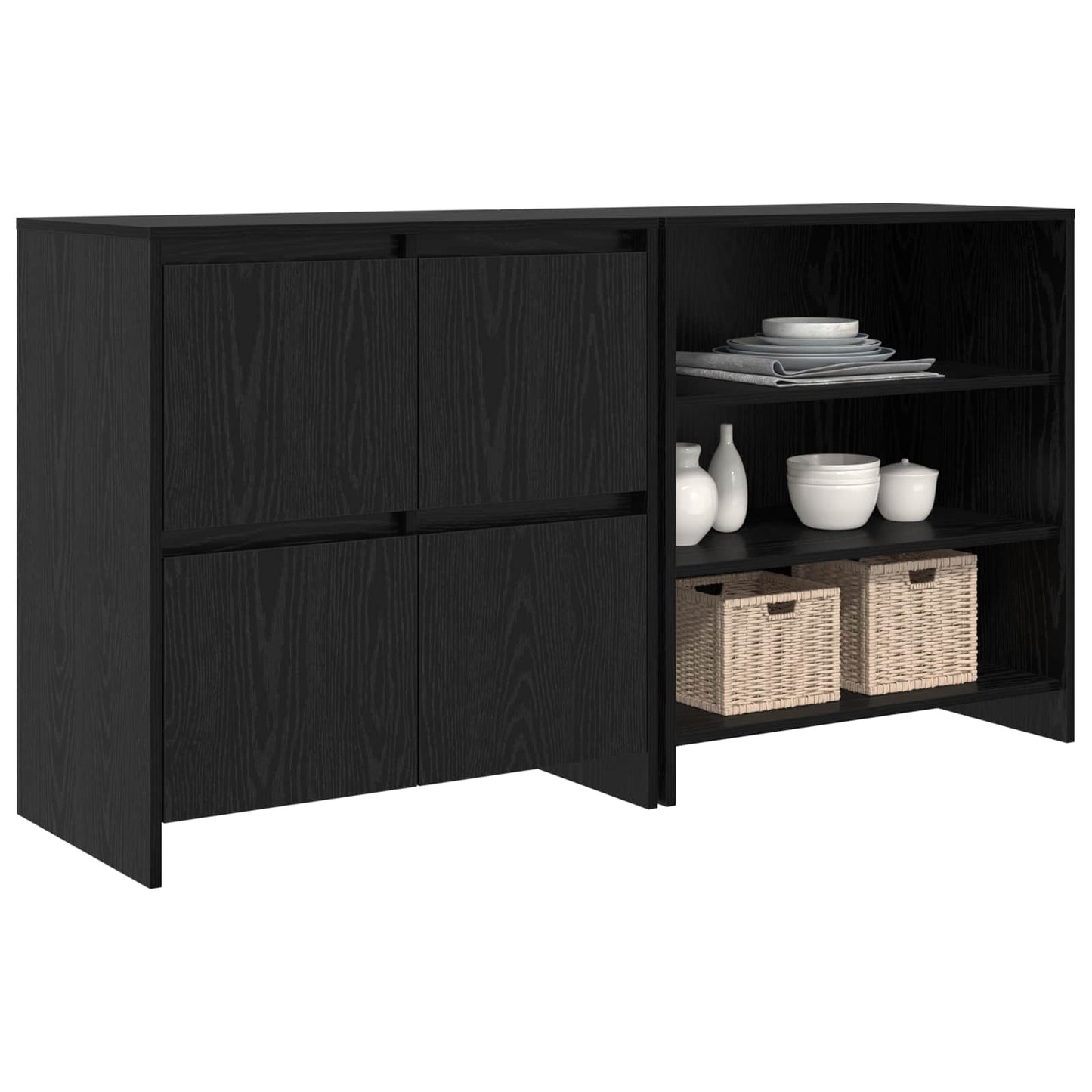 Sideboard 2 pcs Sort eg 70 x 41 x 75 cm Konstrueret træ
