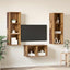 TV-møbelsæt Gammelt træ 37 x 37 x 107 cm Konstrueret træ