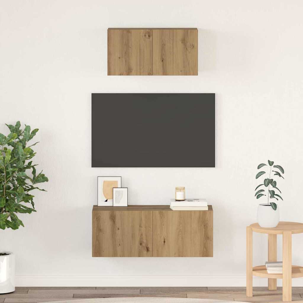 TV-møbelsæt 2 pcs Artisan Egetræ Konstrueret træ