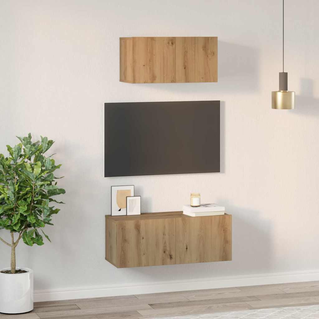 TV-møbelsæt 2 pcs Artisan Egetræ Konstrueret træ