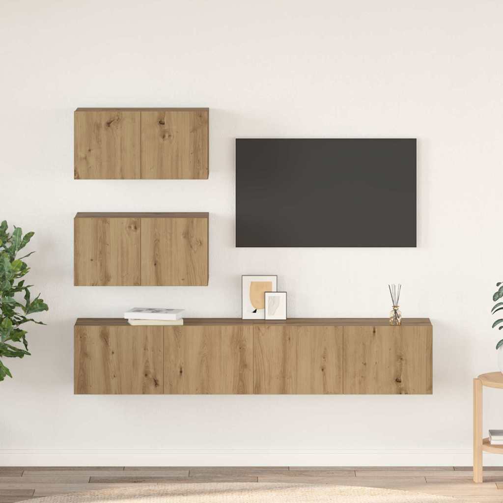 TV-møbelsæt 4 pcs Artisan-eg Konstrueret træ
