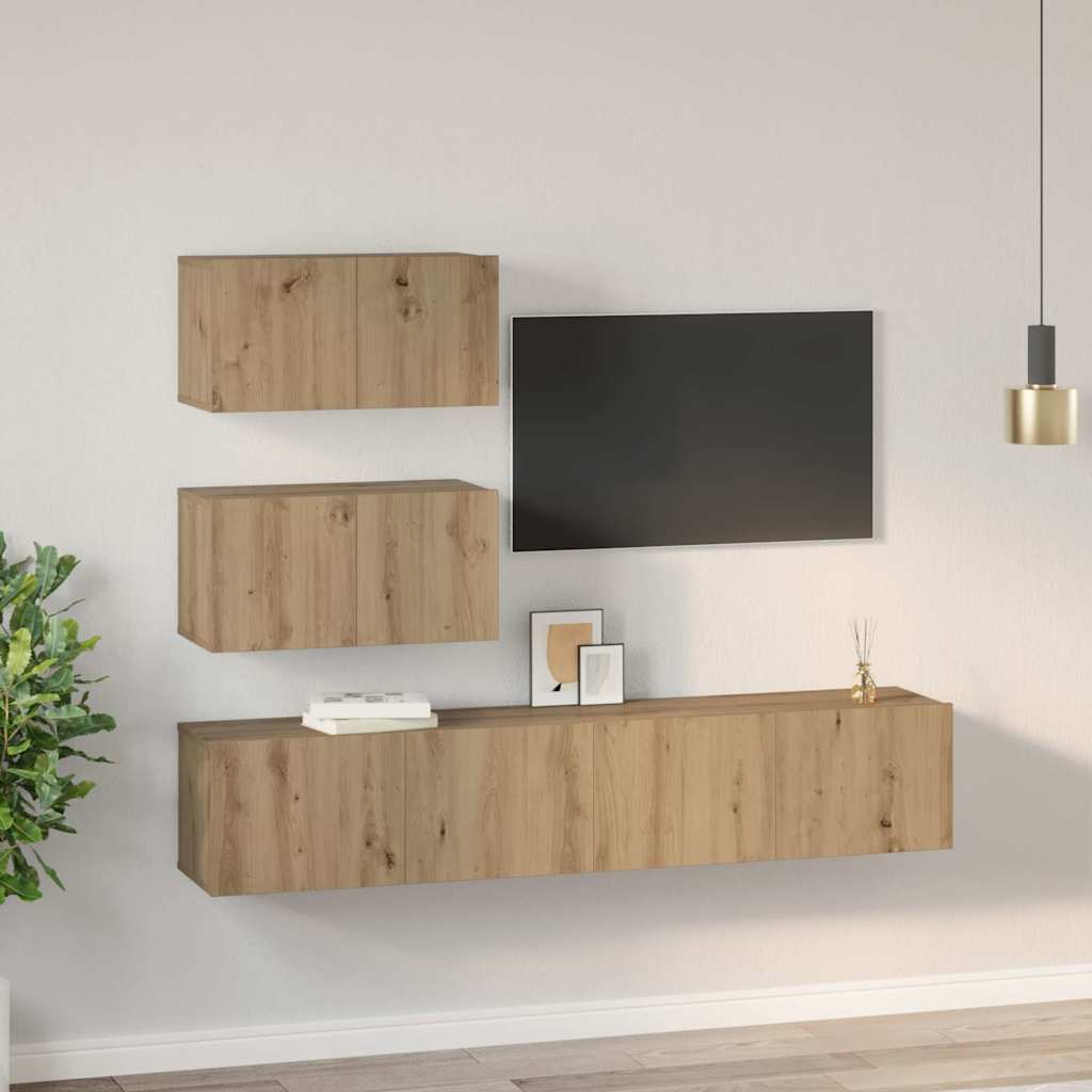 TV-møbelsæt 4 pcs Artisan-eg Konstrueret træ