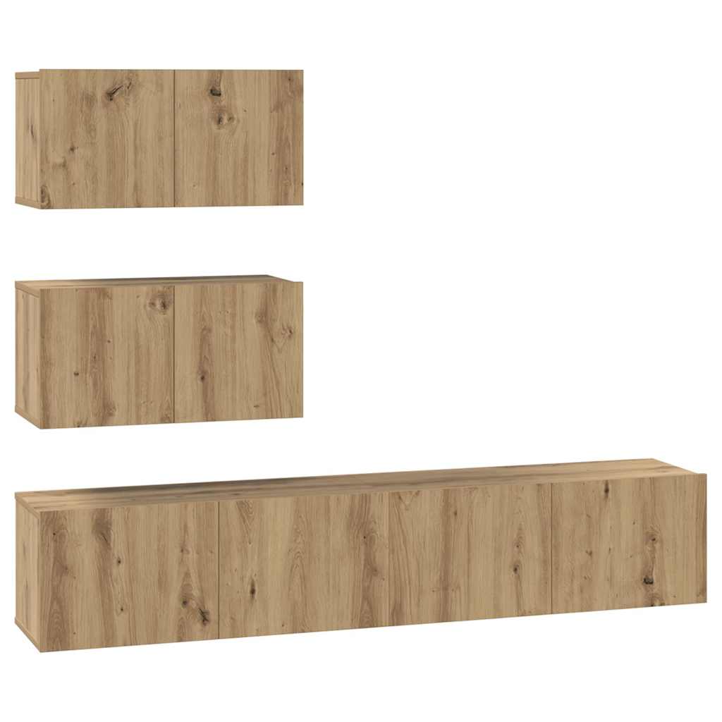 TV-møbelsæt 4 pcs Artisan-eg Konstrueret træ