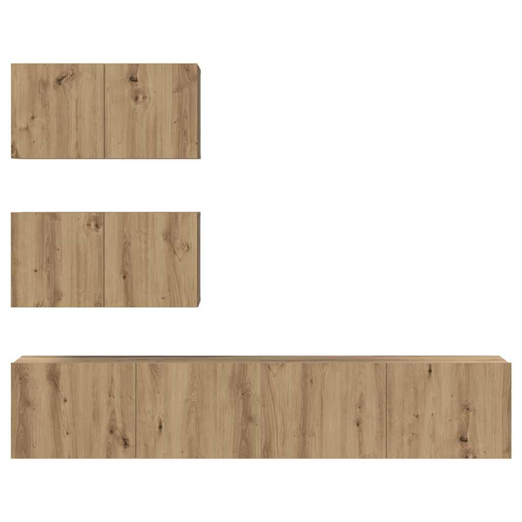 TV-møbelsæt 4 pcs Artisan-eg Konstrueret træ