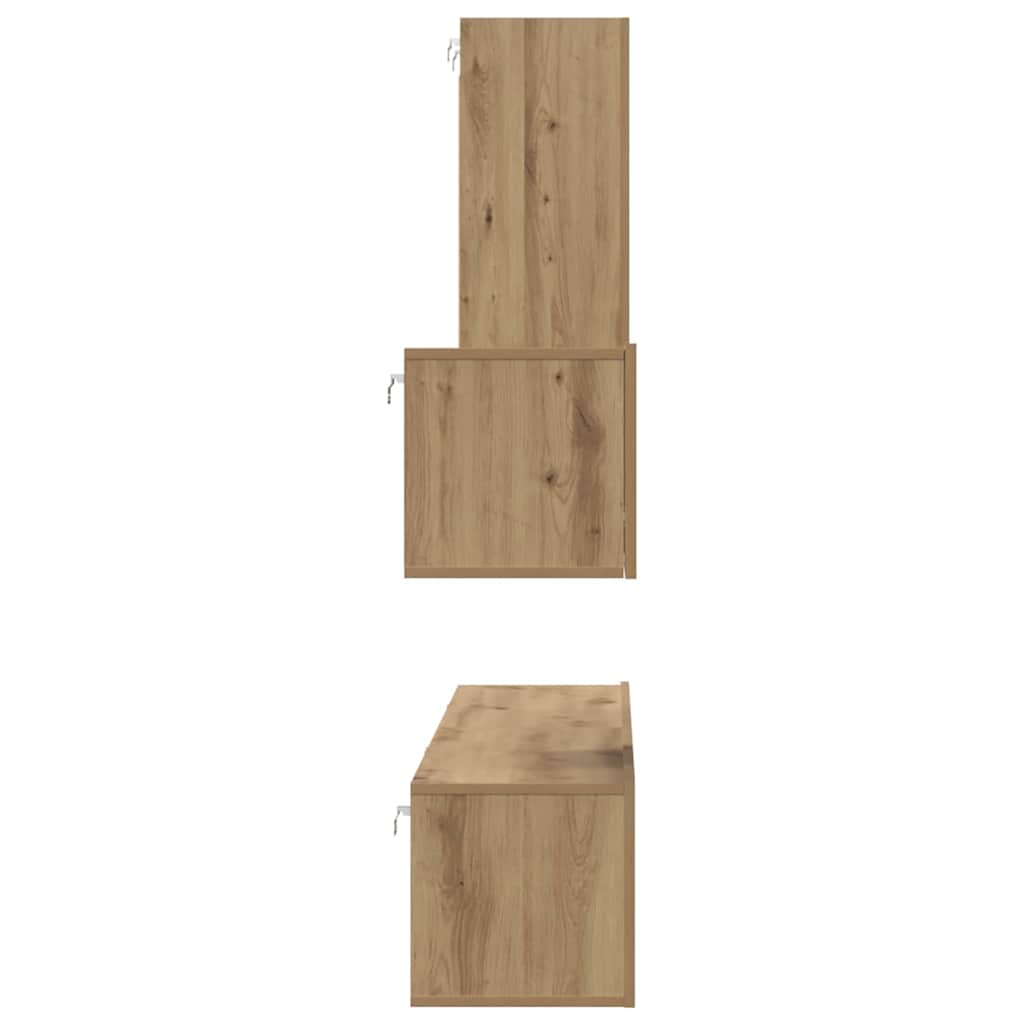 Væg TV Skab 4 pcs Artisan Egetræ Konstrueret træ