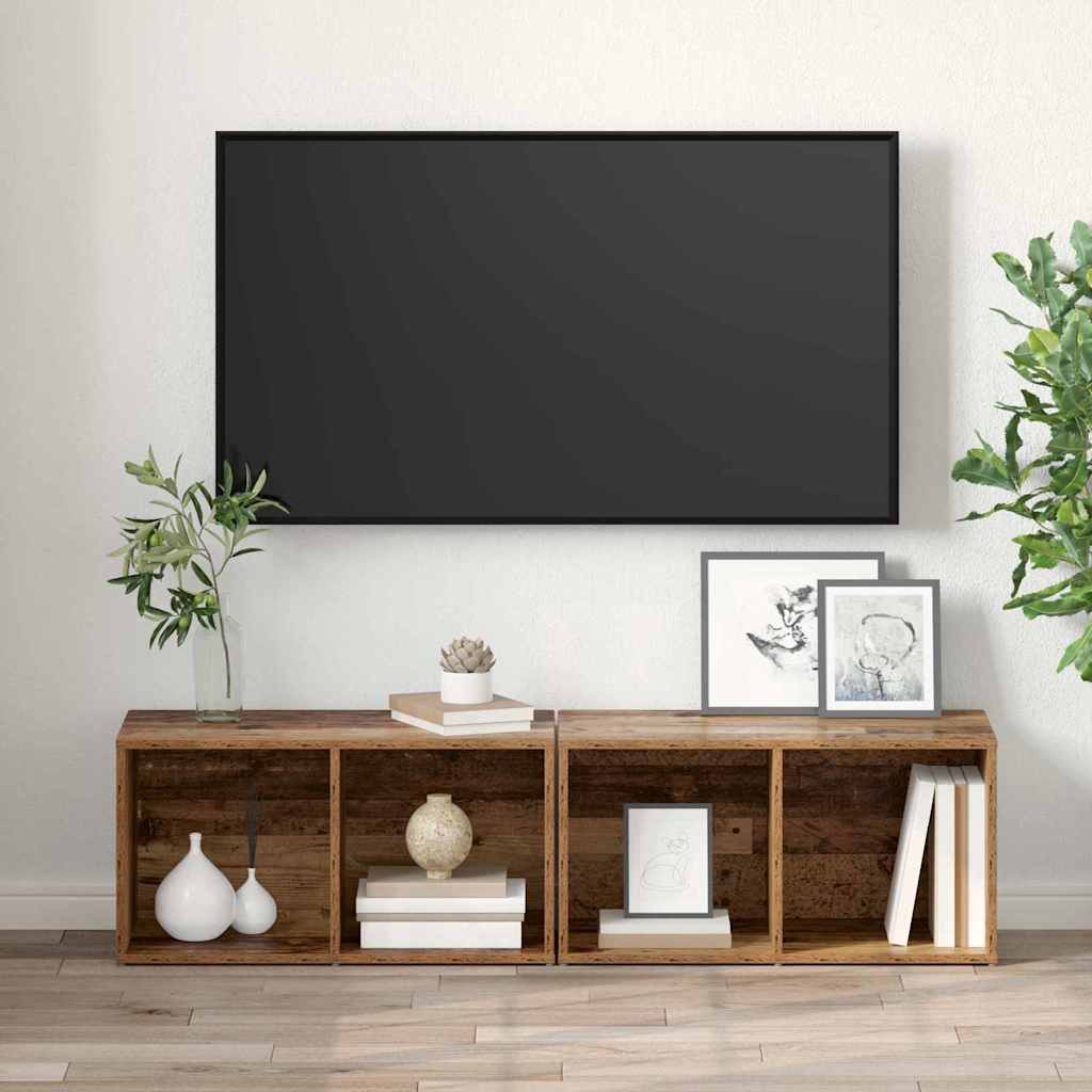 TV-møbelsæt 2 pcs Gammelt træ 37 x 35 x 72 cm Konstrueret træ