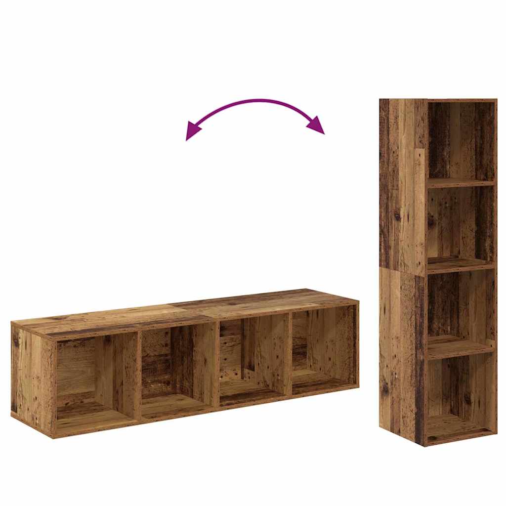 TV-møbelsæt Vægmonteret 2 pcs Gammelt træ 37 x 37 x 142,5 cm