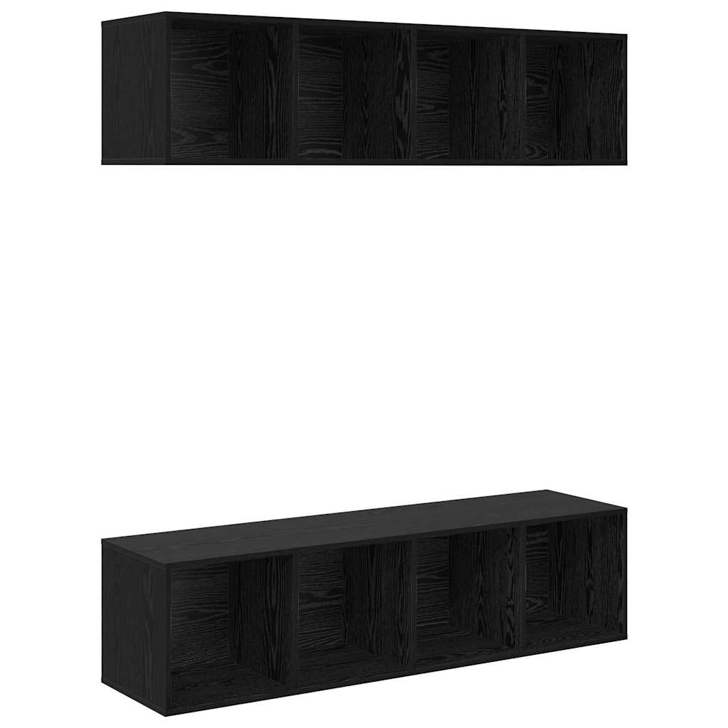 TV-møbelsæt 2 pcs Sort eg 37 x 37 x 142,5 cm Konstrueret træ