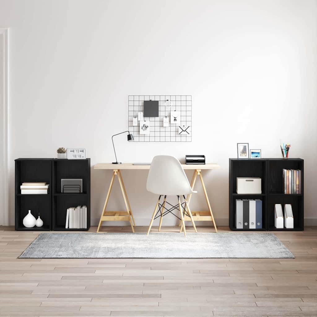 TV-møbelsæt 4 pcs Sort eg 37 x 37 x 72 cm Konstrueret træ