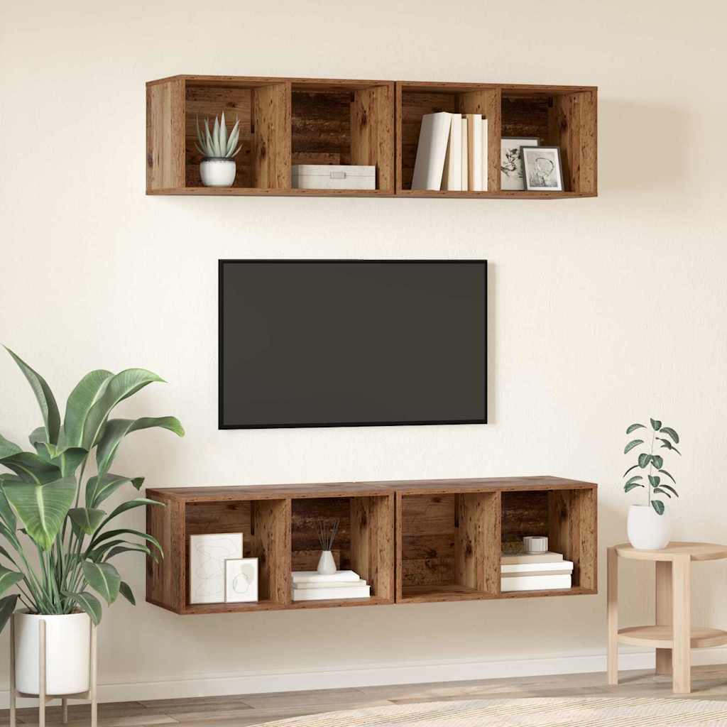 TV-møbelsæt 4 pcs Gammelt træ 37 x 37 x 72 cm Konstrueret træ