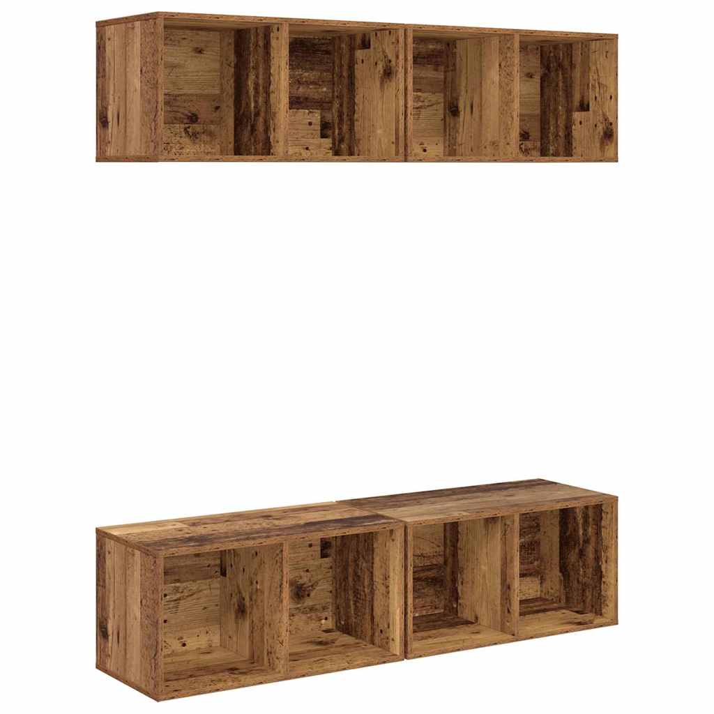 TV-møbelsæt 4 pcs Gammelt træ 37 x 37 x 72 cm Konstrueret træ