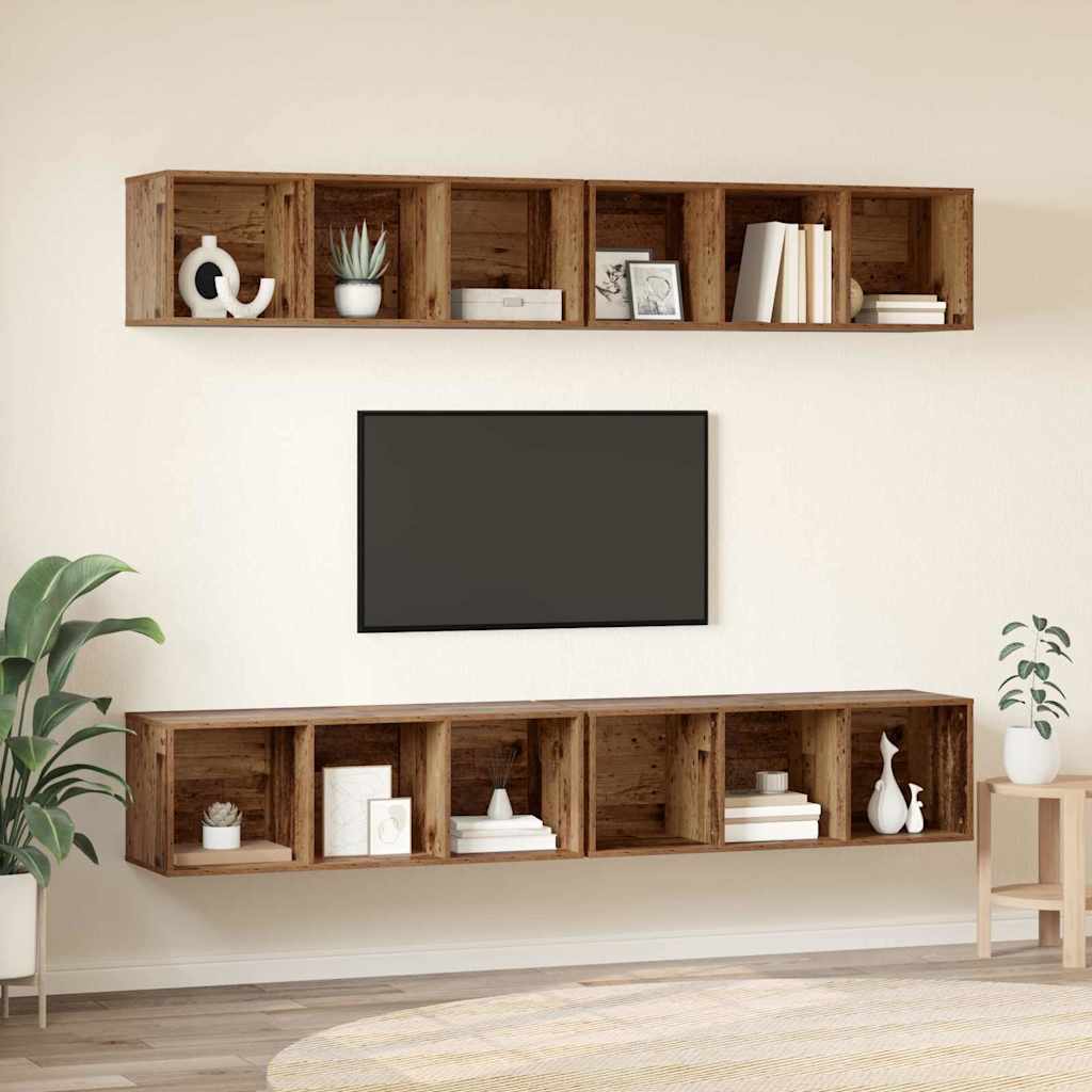 TV-møbelsæt 4 pcs Gammelt træ 37 x 37 x 107 cm Konstrueret træ