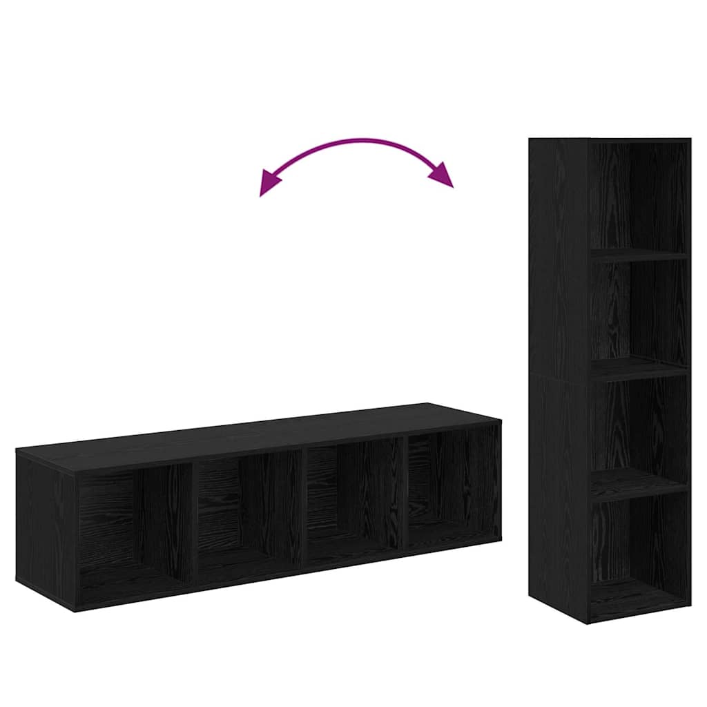 TV-møbelsæt 4 pcs Sort 37 x 37 x 142,5 cm Konstrueret træ