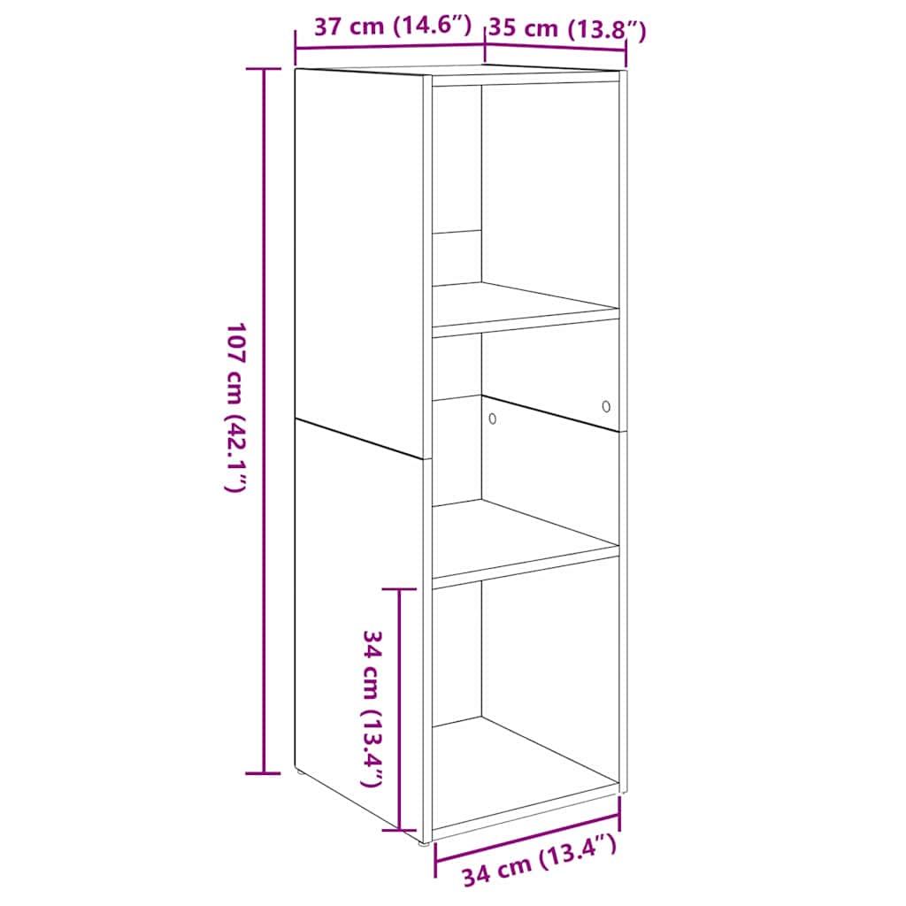 TV-møbelsæt 2 pcs Sort eg 37 x 35 x 107cm Konstrueret træ