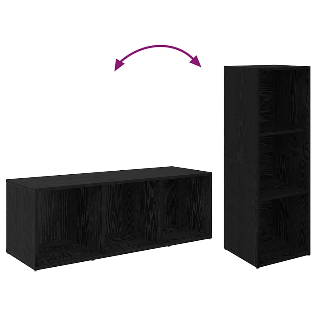 TV-møbelsæt 3 pcs Sort eg 37 x 35 x 107 cm Konstrueret træ