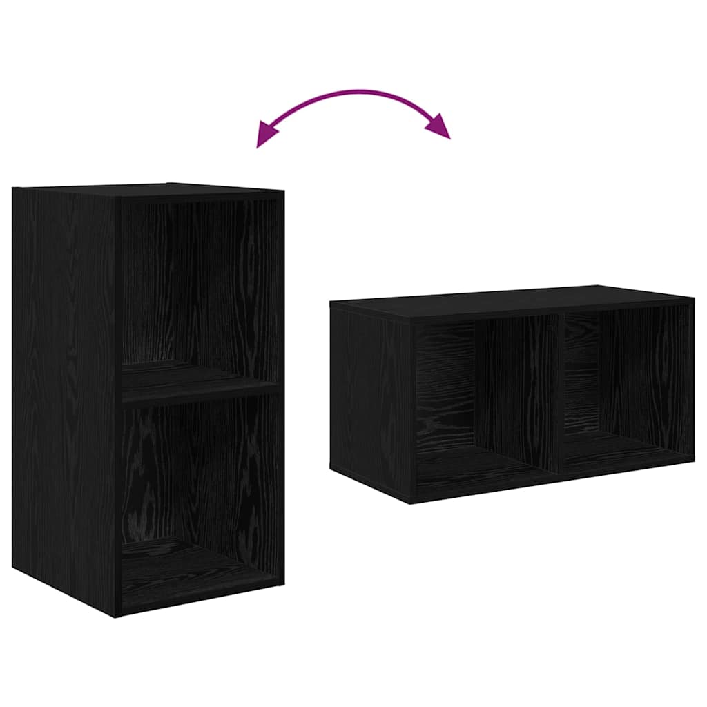 TV-møbelsæt 2 pcs Sort eg 37 x 37 x 72 cm Konstrueret træ