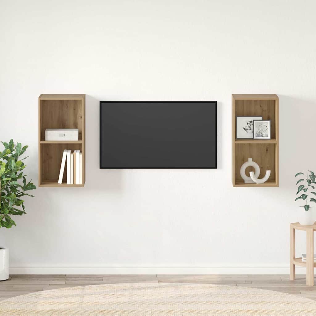 TV-møbelsæt 2 pcs Artisan Egetræ Konstrueret træ
