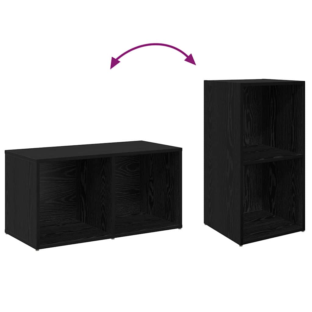TV-møbelsæt 2 pcs Sort eg 72 x 35 x 36,5 cm Konstrueret træ