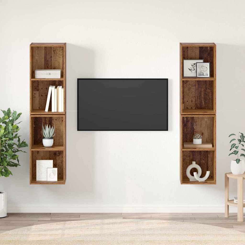 TV-møbelsæt 4 pcs Gammelt træ 37 x 37 x 72 cm Konstrueret træ