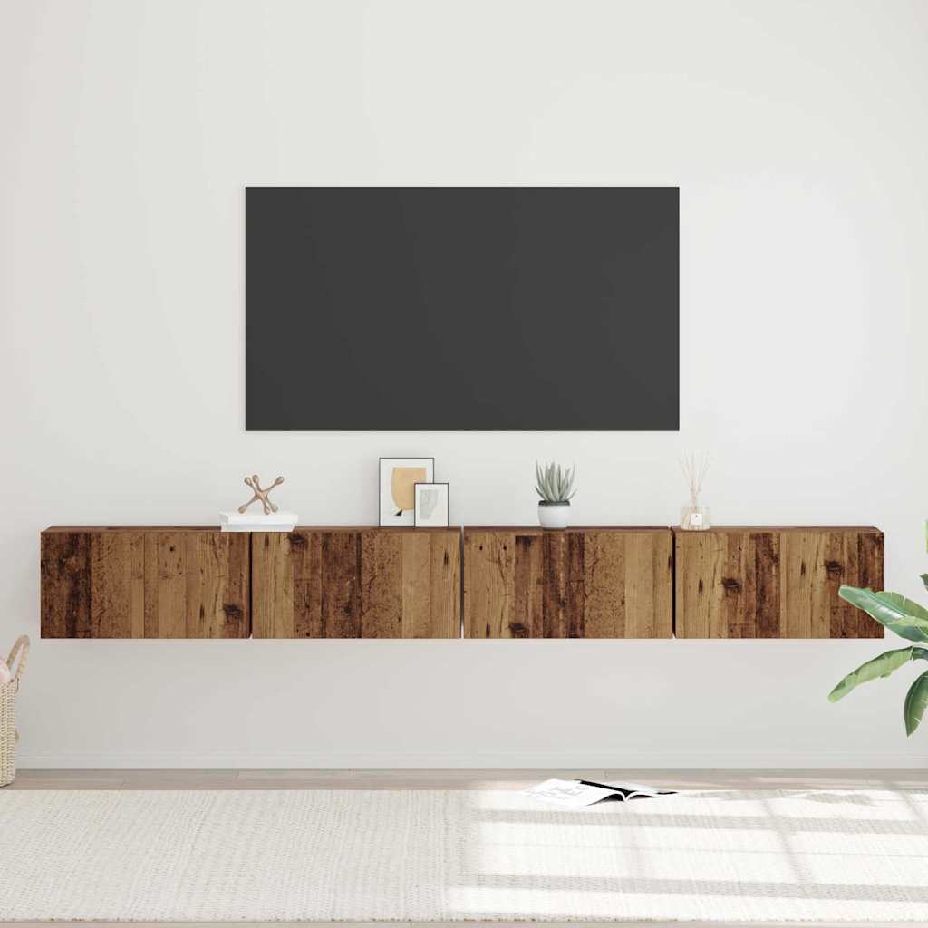 TV-møbelsæt 4 pcs Gammelt træ 60 x 30 x 30 cm Konstrueret træ