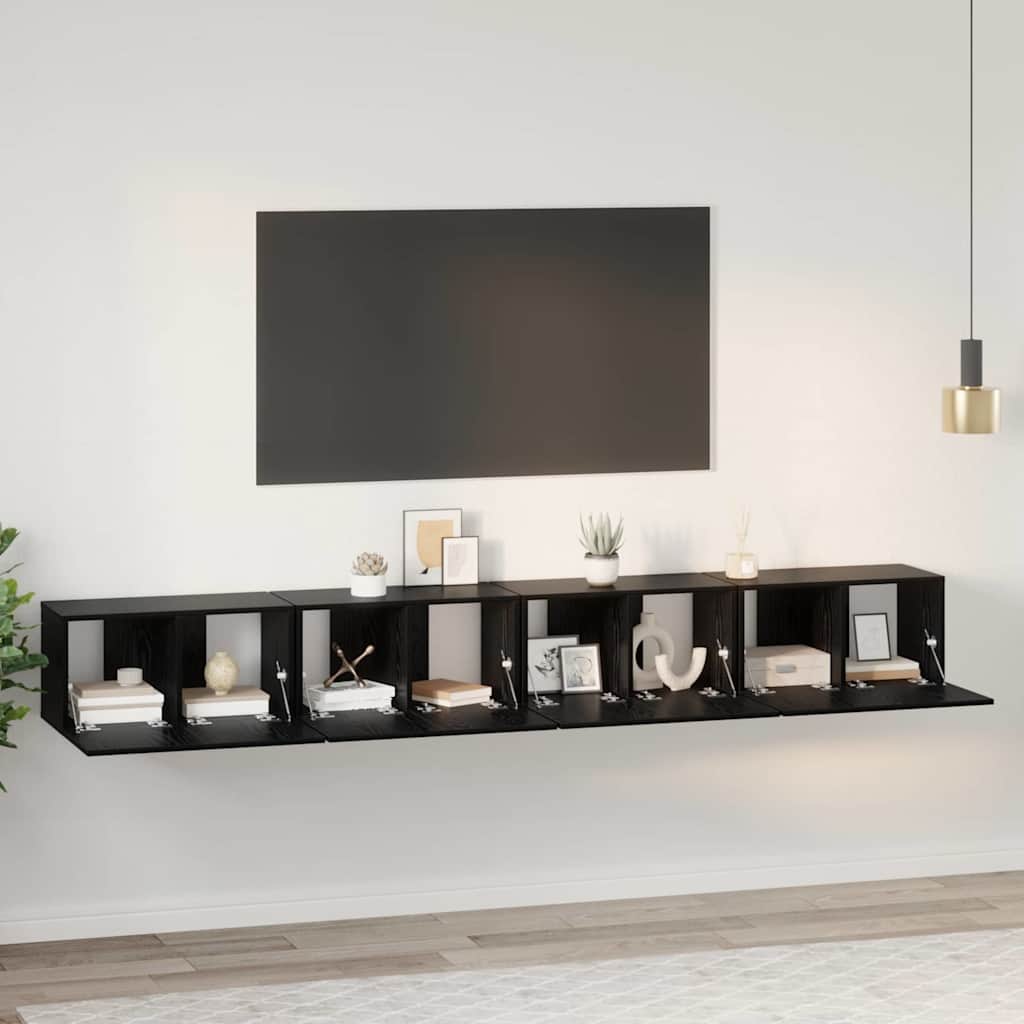 TV-møbelsæt 4 pcs Sort eg 60 x 30 x 30 cm Konstrueret træ