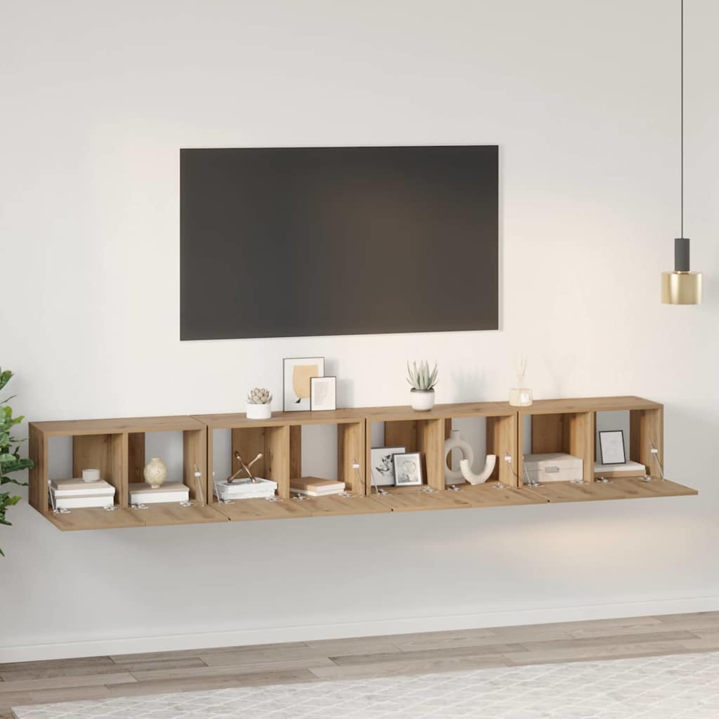 TV-møbelsæt 4 pcs Artisan Egetræ Konstrueret træ