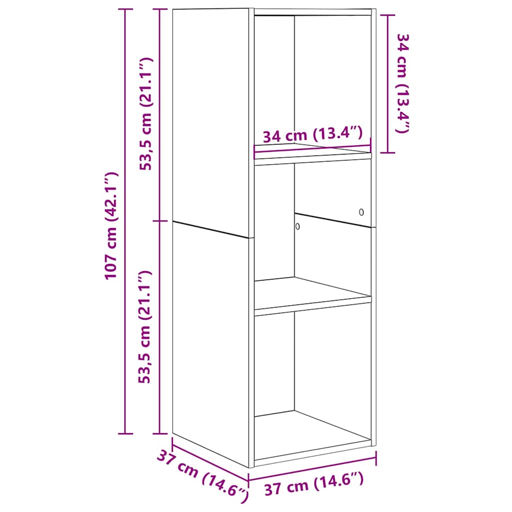 TV-møbelsæt 2 pcs Sort eg 37 x 37 x 107 cm Konstrueret træ