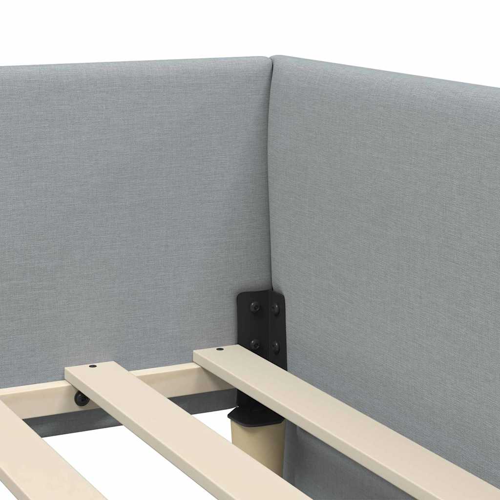 Hjørnesengramme med hovedgærde Lysegrå 80 cm x 200 cm Stof