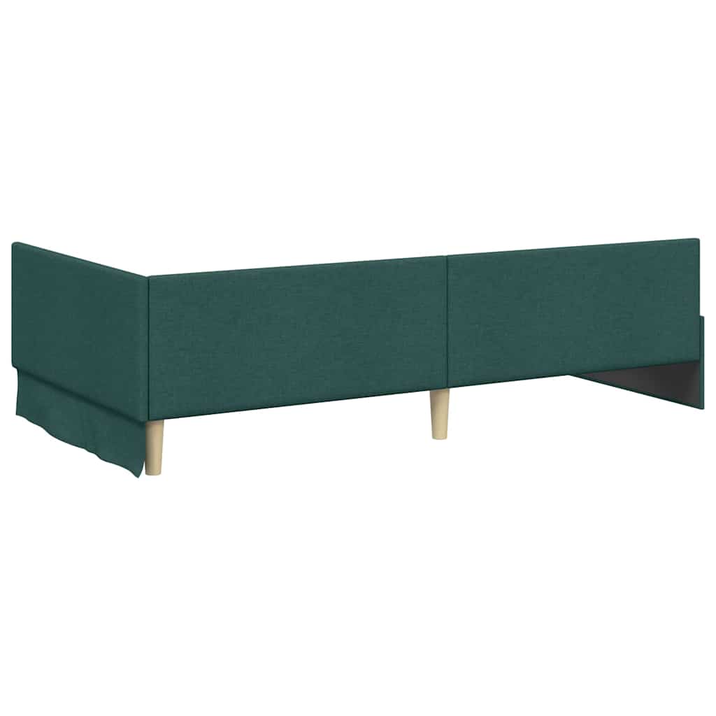 Hjørnesengramme med hovedgærde Mørkegrøn 80 cm x 200 cm Stof