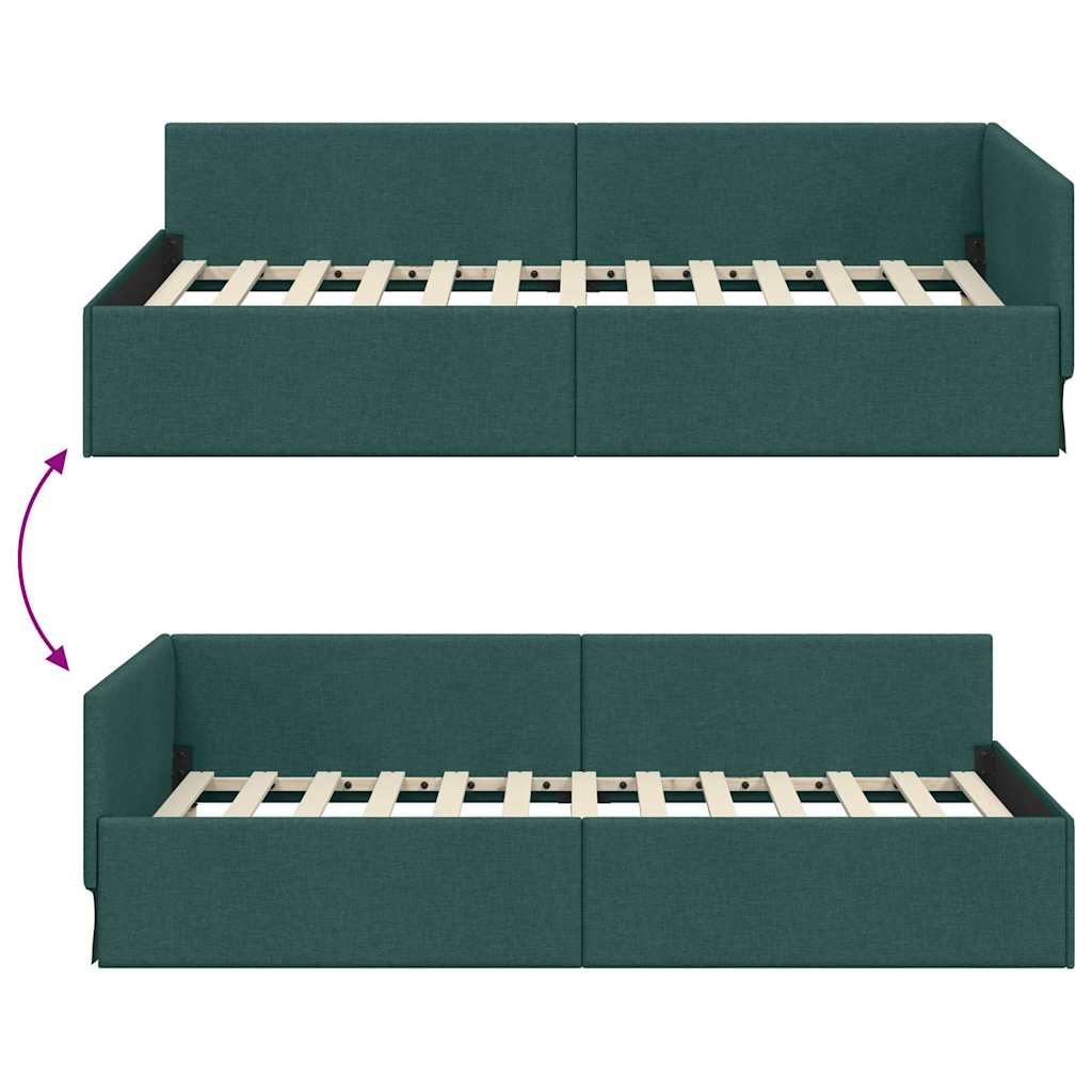 Hjørnesengramme med hovedgærde Mørkegrøn 80 cm x 200 cm Stof