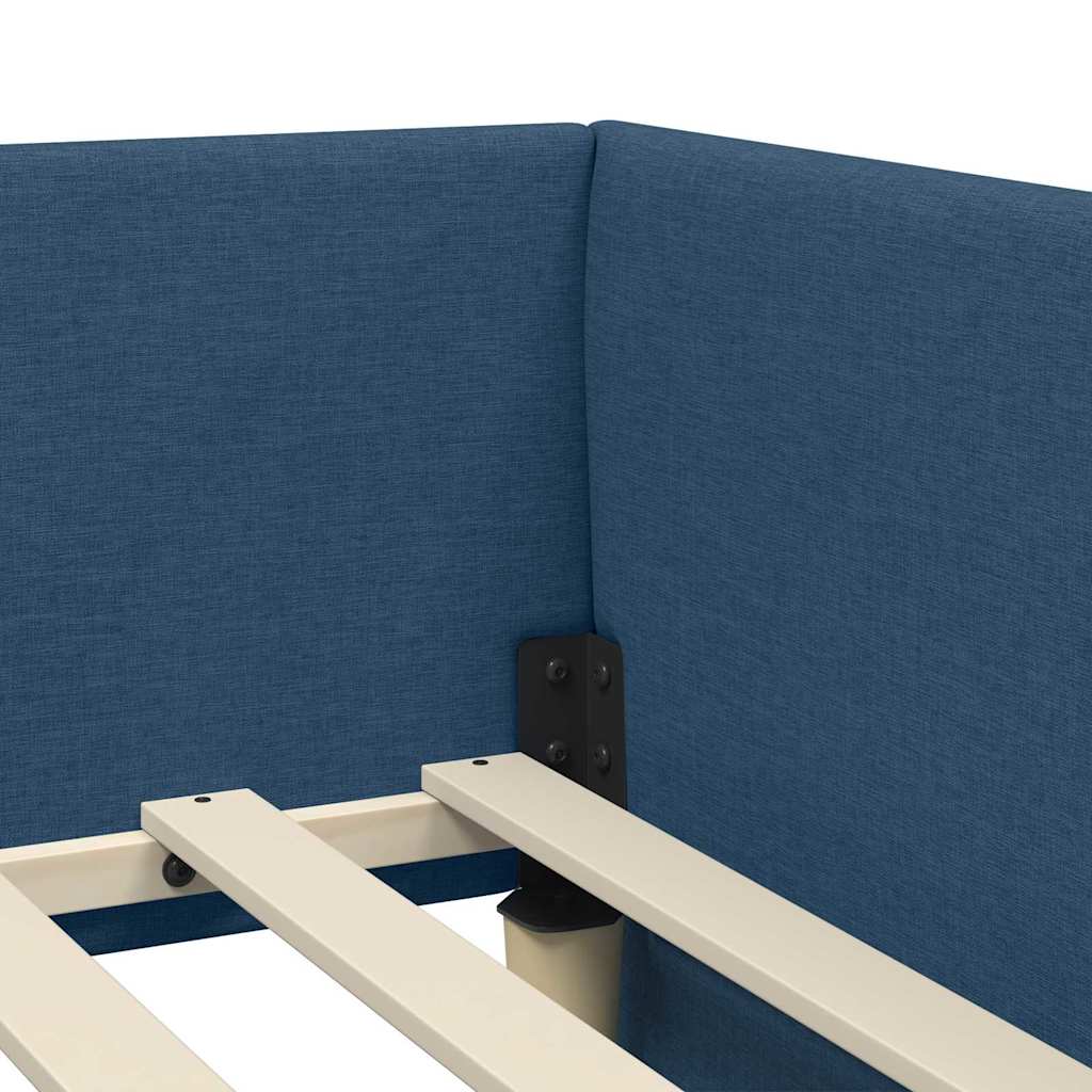 Hjørnesengramme med hovedgærde Blå 80 cm x 200 cm Stof