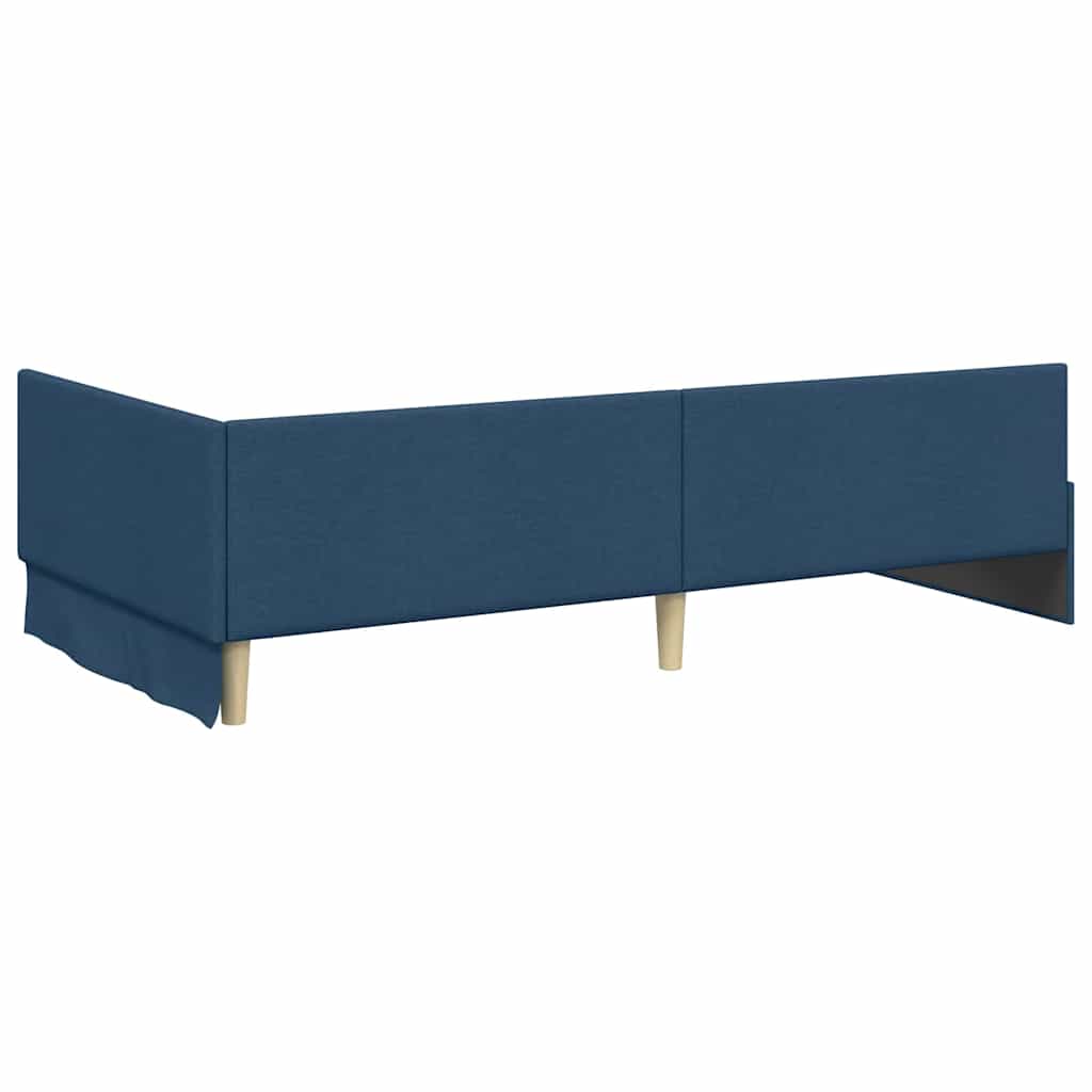 Hjørnesengramme med hovedgærde Blå 80 cm x 200 cm Stof