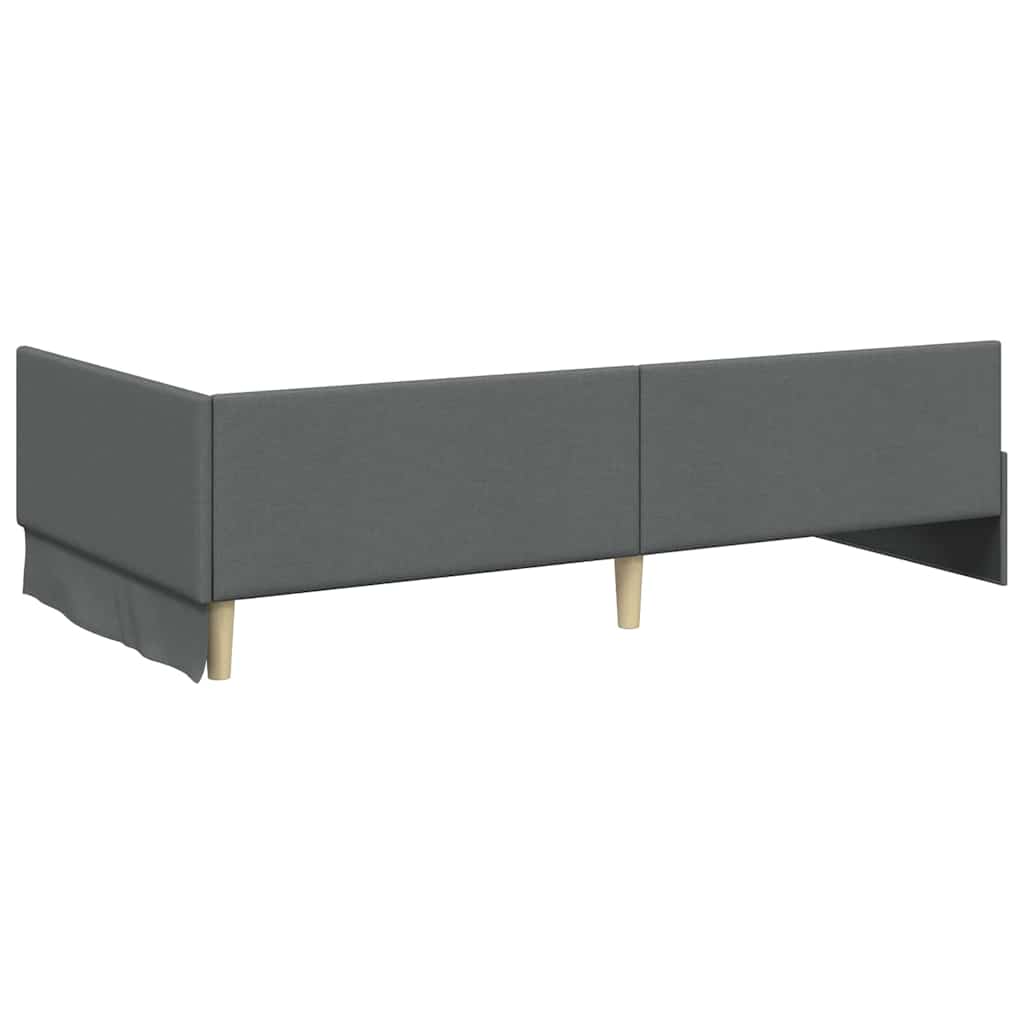 Hjørnesengramme med hovedgærde Mørkegrå 90 cm x 190 cm Stof