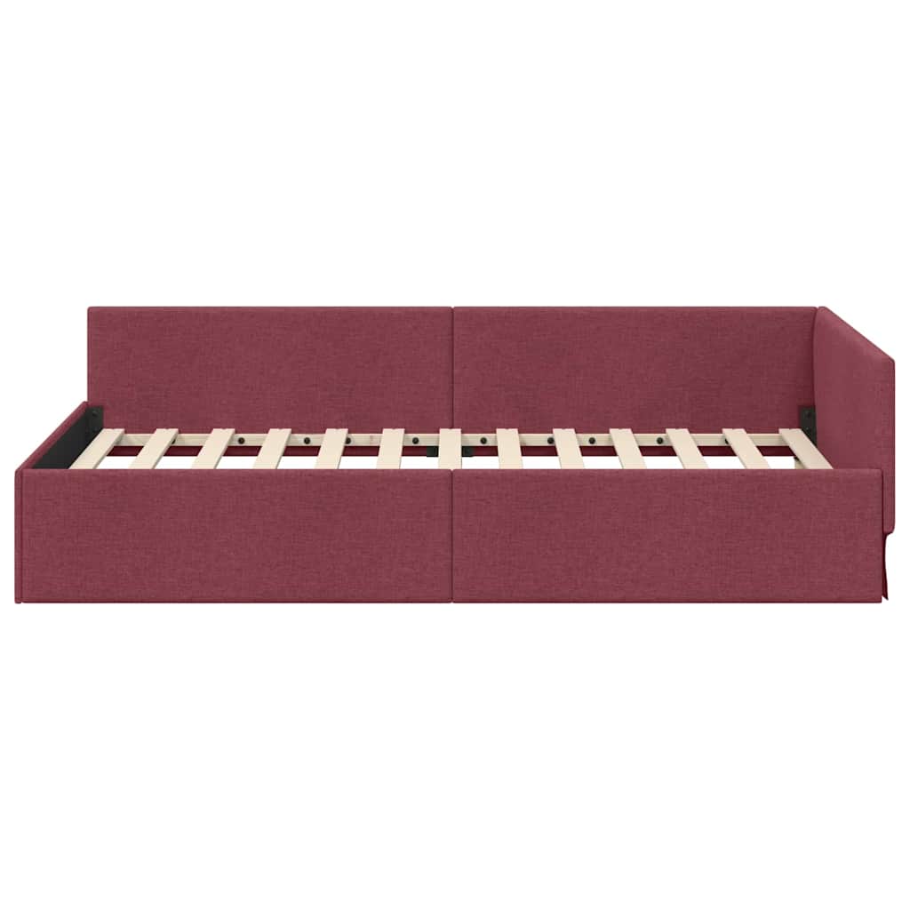 Hjørnesengramme med hovedgærde Vinrød 90 cm x 190 cm Stof