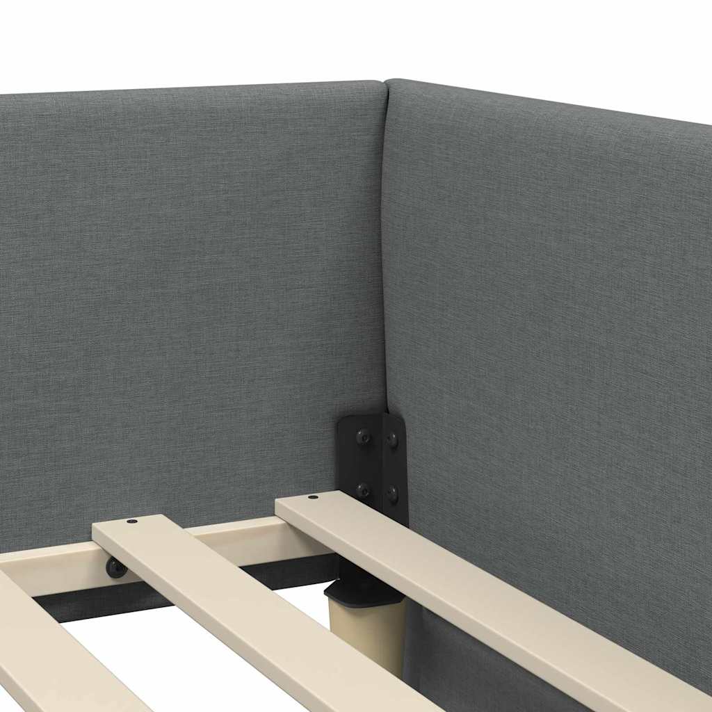 Hjørnesengramme med hovedgærde Mørkegrå 90 cm x 200 cm Stof
