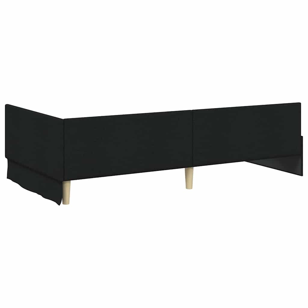 Hjørnesengramme med hovedgærde Sort 90 cm x 200 cm Stof