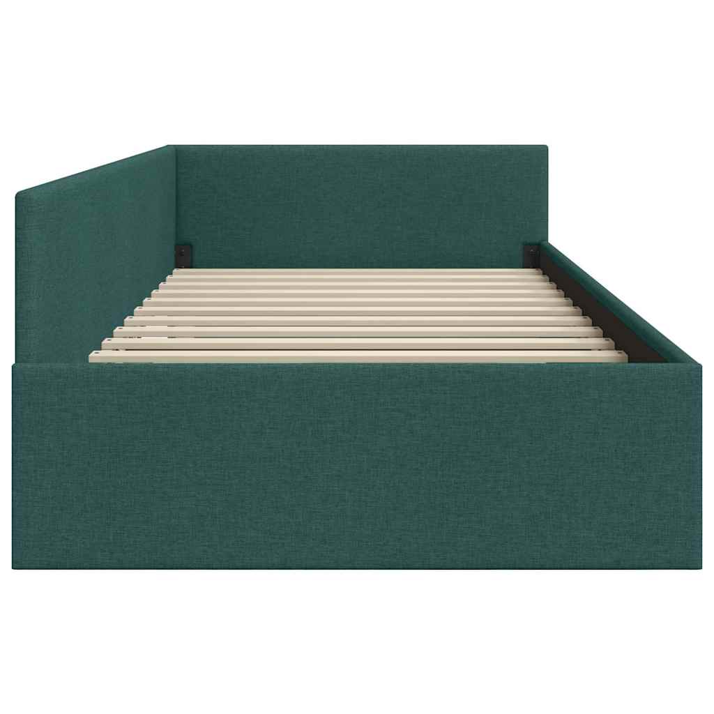 Hjørnesengramme med hovedgærde Mørkegrøn 90 cm x 200 cm Stof