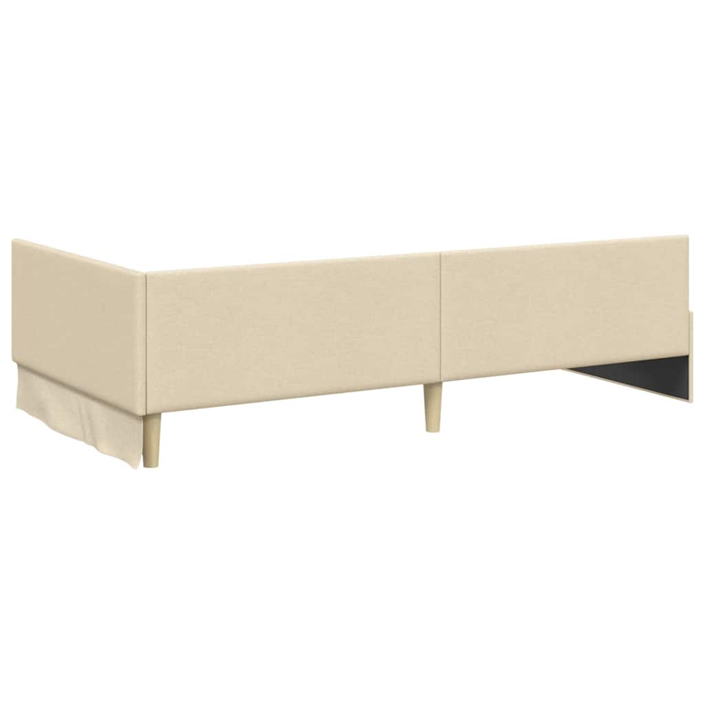 Hjørnesengramme med hovedgærde Creme 90 cm x 200 cm Stof