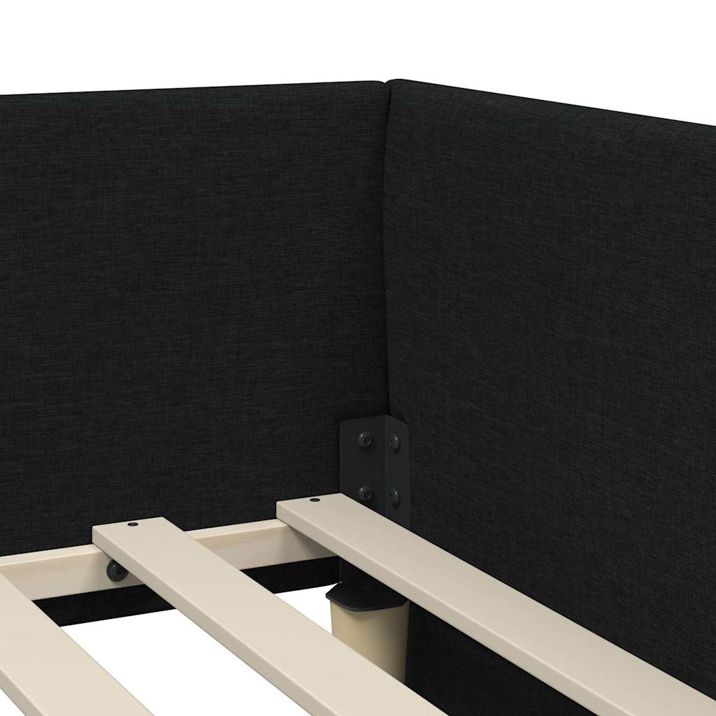 Hjørnesengramme med hovedgærde Sort 100 cm x 200 cm Stof