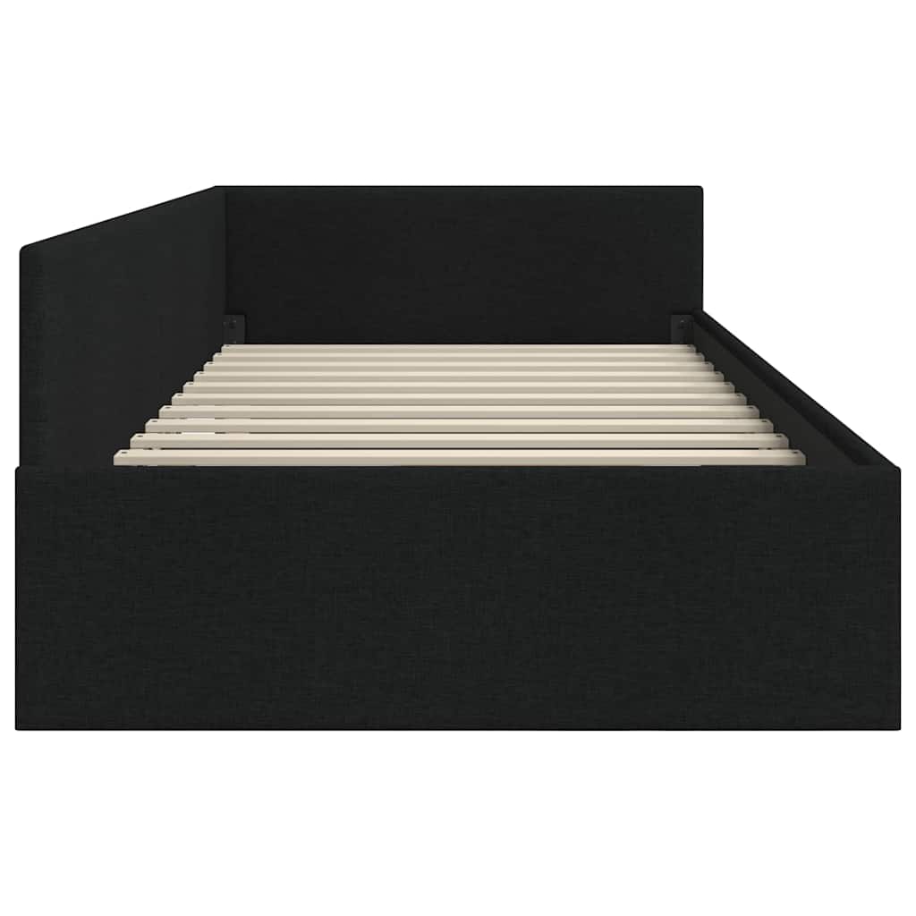 Hjørnesengramme med hovedgærde Sort 100 cm x 200 cm Stof