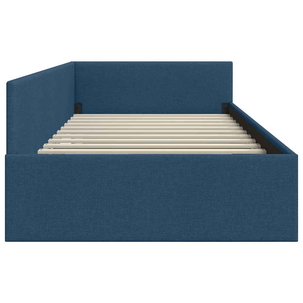 Hjørnesengramme med hovedgærde Blå 100 cm x 200 cm Stof