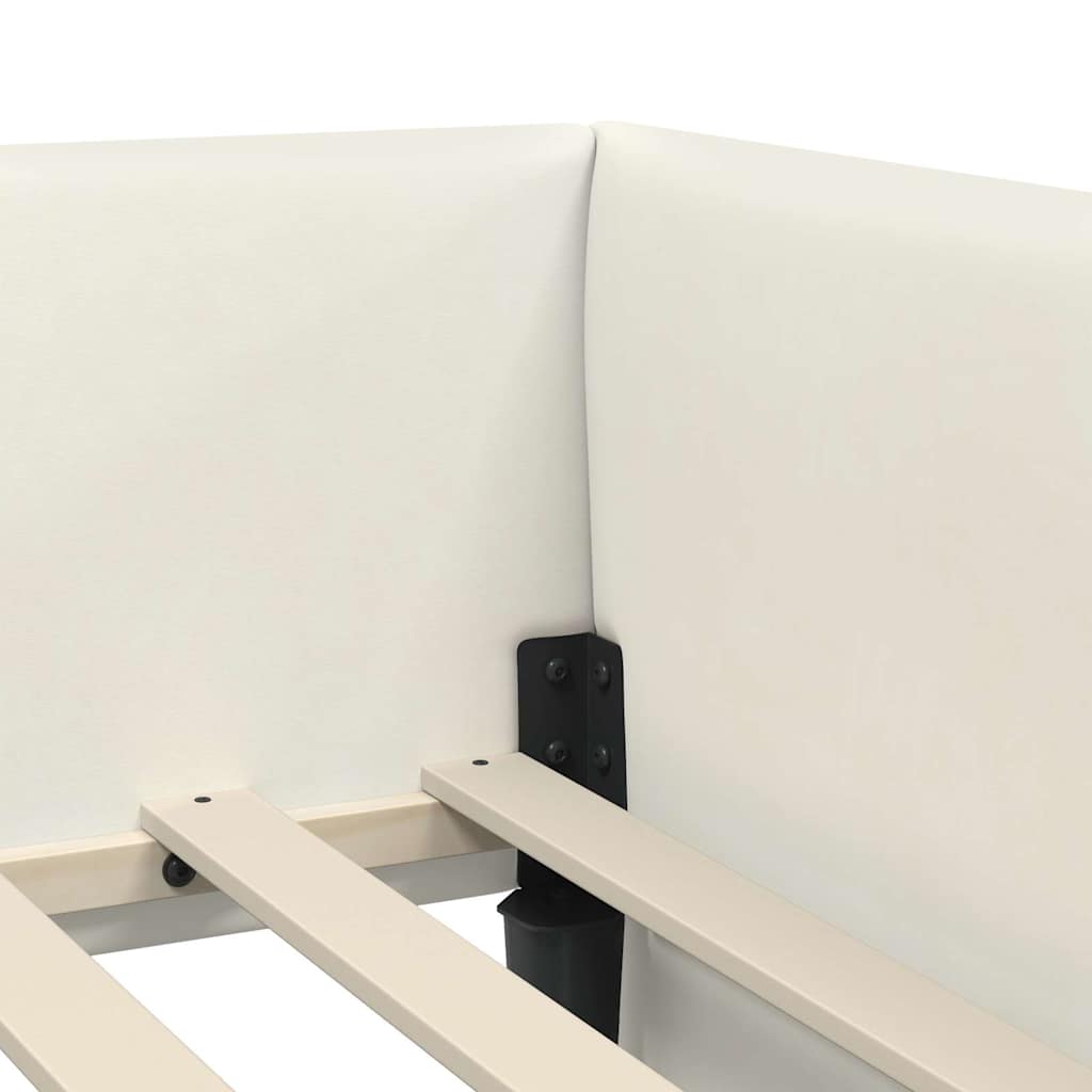 Hjørnesengramme med hovedgærde Creme 80 cm x 200 cm Fløjl