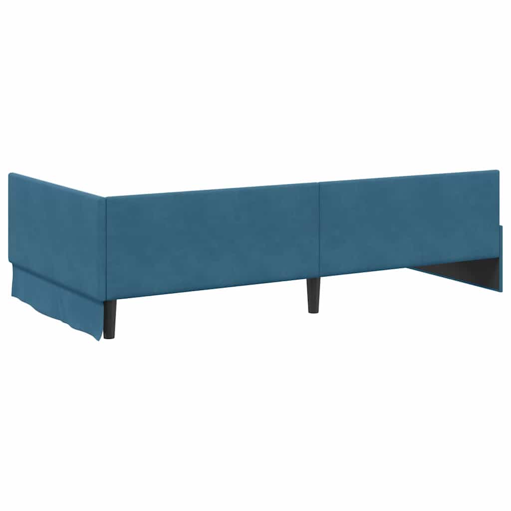 Hjørnesengramme med hovedgærde Blå 90 cm x 200 cm Fløjl