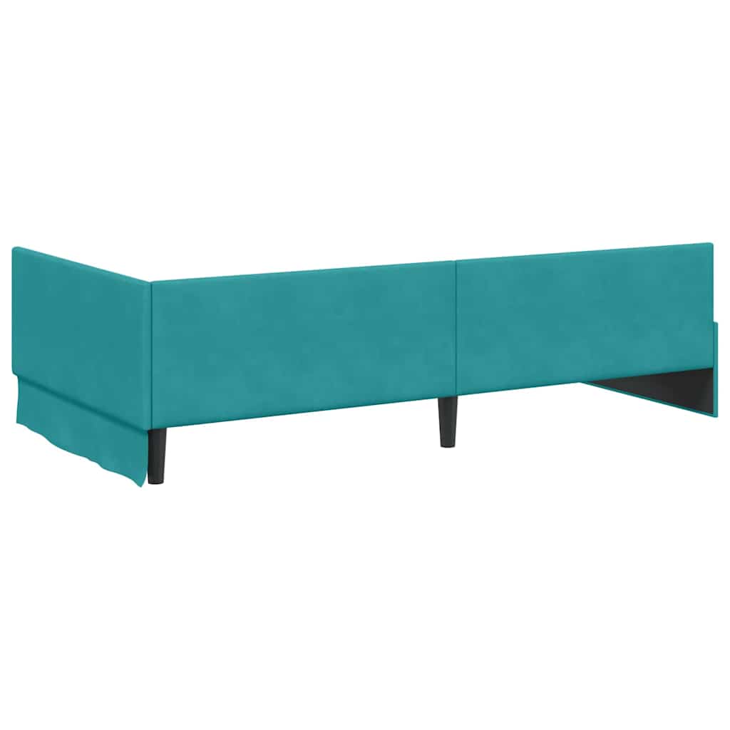 Hjørnesengramme med hovedgærde Turkis 90 cm x 200 cm Fløjl